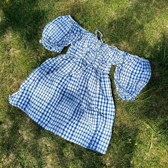 Urban Outfitters Dresses Adorable Blue Gingham Milkmaid Dress